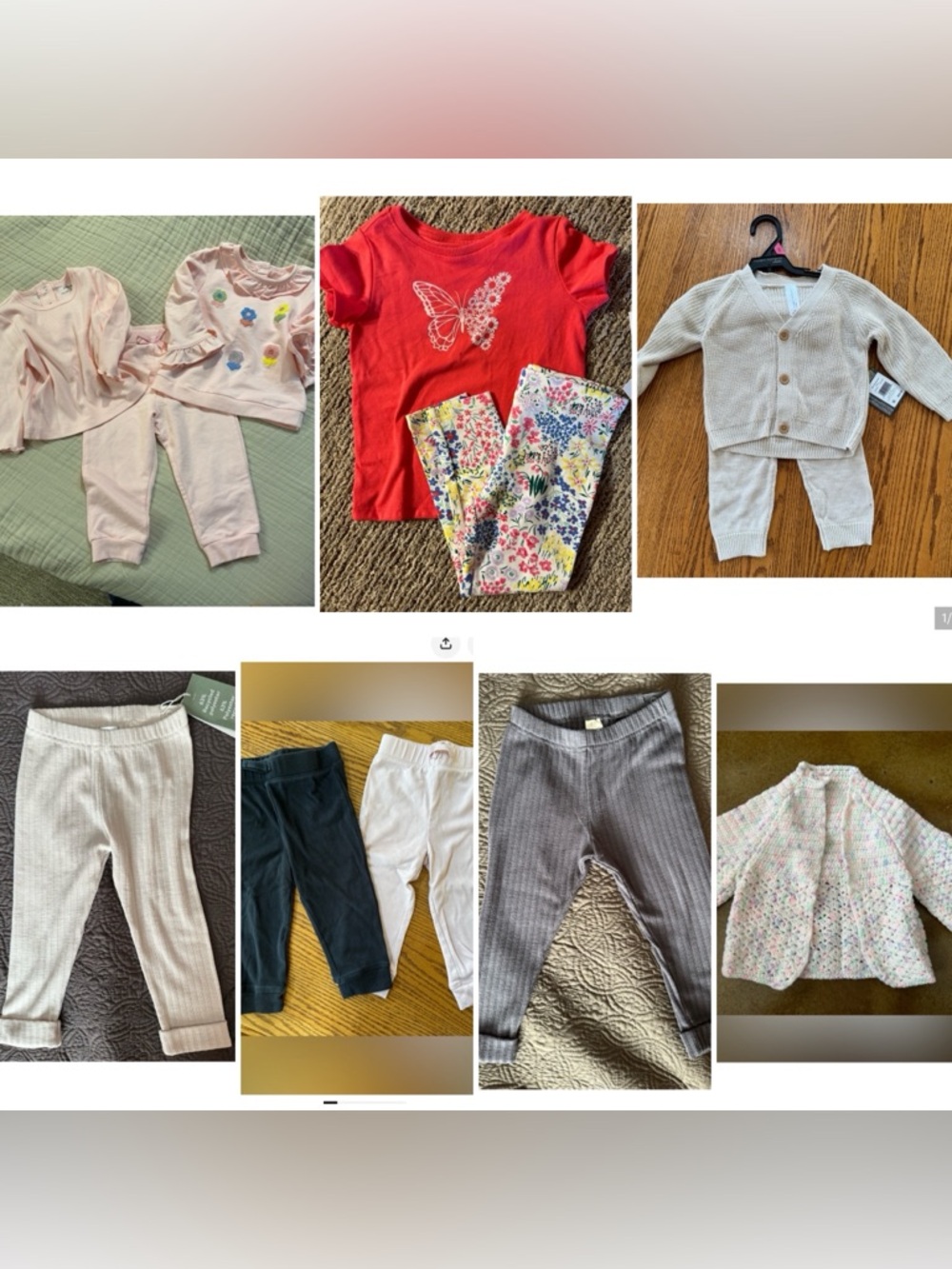 18 month toddler baby Girl Mixed Clothing Lot - Pink, Red, Floral, Cream, Gray